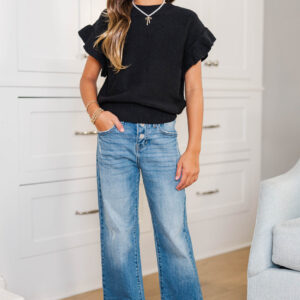 Alternative view of The Jessica Black Ruffle Knit Sweater