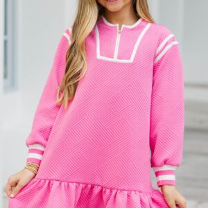 Time Of My Life Pink Textured Dress