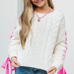 My Best Look Cream Bow Accent Sweater
