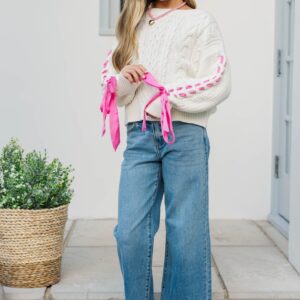 Alternative view of My Best Look Cream Bow Accent Sweater
